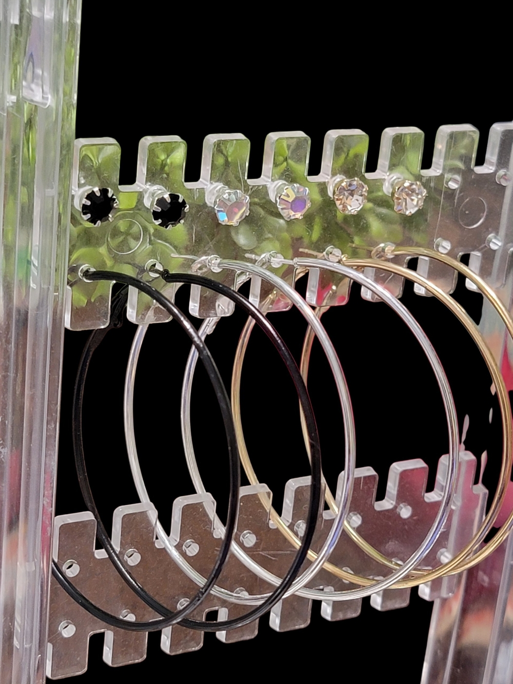 Mixed Hoop Earring Set with Crystal Studs
